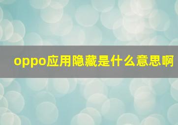 oppo应用隐藏是什么意思啊