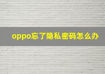 oppo忘了隐私密码怎么办