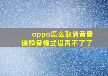 oppo怎么取消音量键静音模式设置不了了