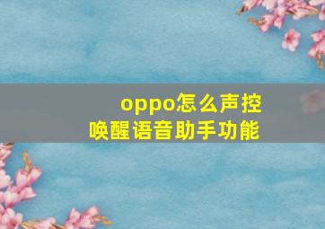 oppo怎么声控唤醒语音助手功能