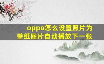 oppo怎么设置照片为壁纸图片自动播放下一张