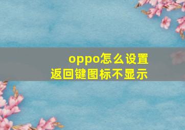 oppo怎么设置返回键图标不显示