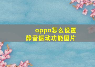 oppo怎么设置静音振动功能图片