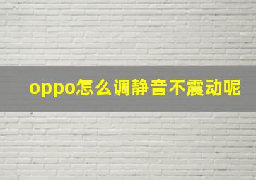 oppo怎么调静音不震动呢