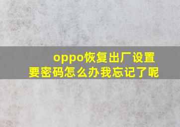 oppo恢复出厂设置要密码怎么办我忘记了呢