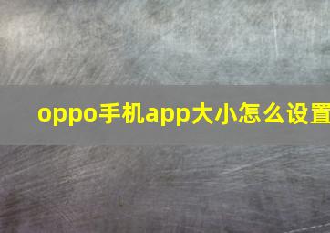 oppo手机app大小怎么设置