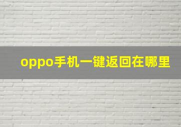 oppo手机一键返回在哪里