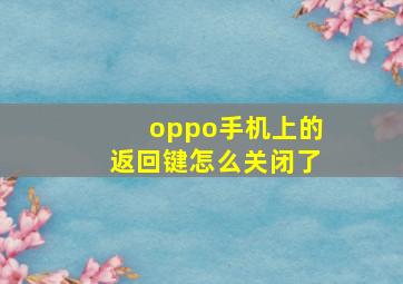 oppo手机上的返回键怎么关闭了