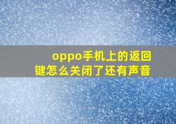 oppo手机上的返回键怎么关闭了还有声音