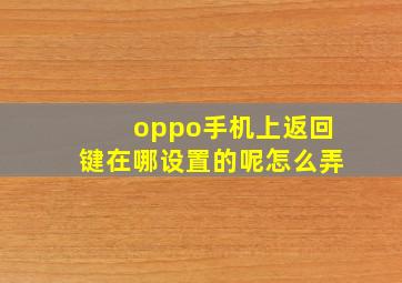 oppo手机上返回键在哪设置的呢怎么弄