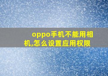 oppo手机不能用相机,怎么设置应用权限