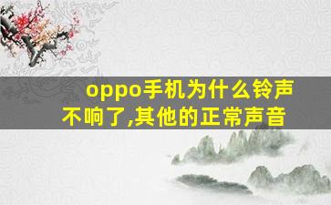 oppo手机为什么铃声不响了,其他的正常声音