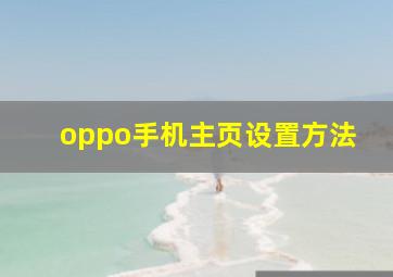 oppo手机主页设置方法