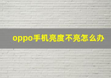 oppo手机亮度不亮怎么办