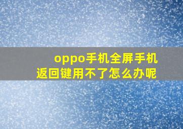 oppo手机全屏手机返回键用不了怎么办呢