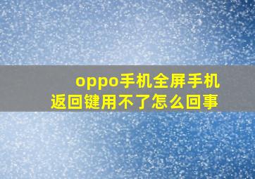 oppo手机全屏手机返回键用不了怎么回事