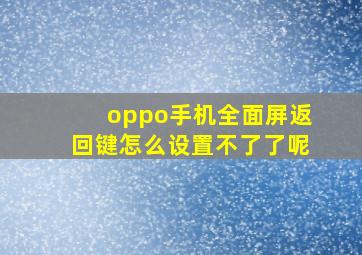 oppo手机全面屏返回键怎么设置不了了呢