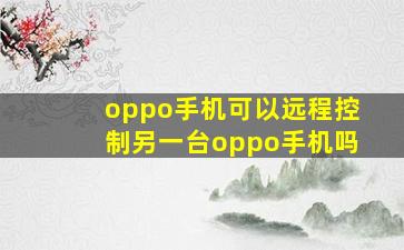 oppo手机可以远程控制另一台oppo手机吗