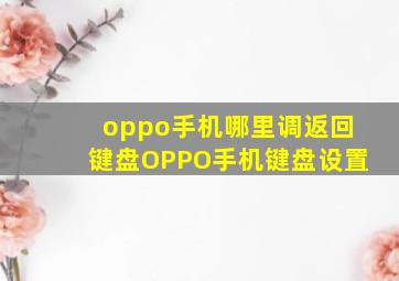 oppo手机哪里调返回键盘OPPO手机键盘设置