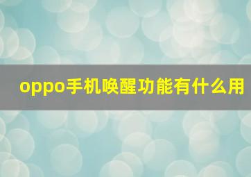 oppo手机唤醒功能有什么用