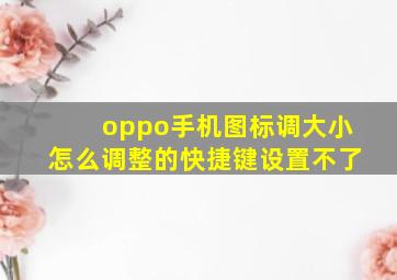 oppo手机图标调大小怎么调整的快捷键设置不了