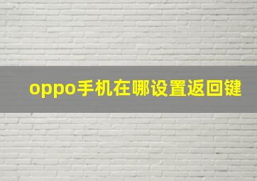 oppo手机在哪设置返回键