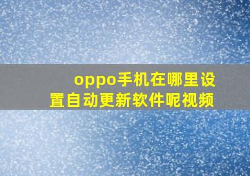 oppo手机在哪里设置自动更新软件呢视频