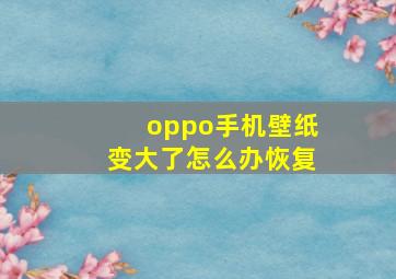 oppo手机壁纸变大了怎么办恢复