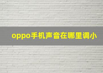 oppo手机声音在哪里调小