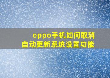 oppo手机如何取消自动更新系统设置功能