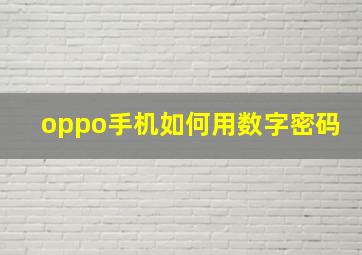 oppo手机如何用数字密码