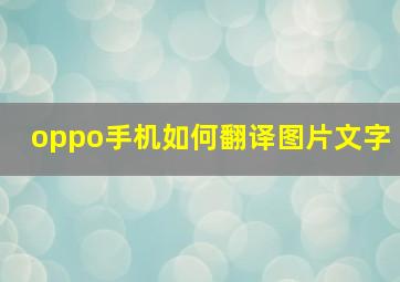 oppo手机如何翻译图片文字