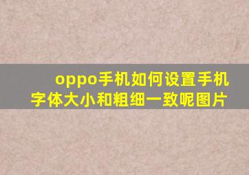 oppo手机如何设置手机字体大小和粗细一致呢图片