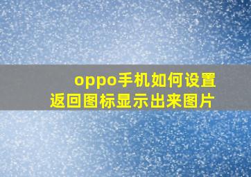 oppo手机如何设置返回图标显示出来图片