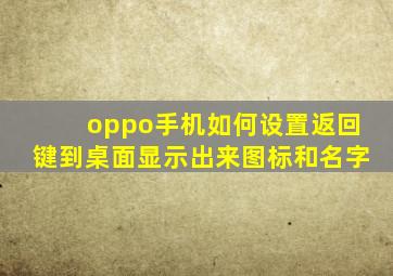 oppo手机如何设置返回键到桌面显示出来图标和名字