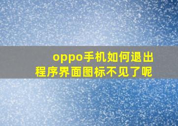 oppo手机如何退出程序界面图标不见了呢