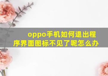 oppo手机如何退出程序界面图标不见了呢怎么办