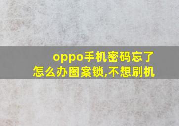 oppo手机密码忘了怎么办图案锁,不想刷机