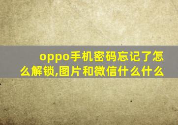 oppo手机密码忘记了怎么解锁,图片和微信什么什么