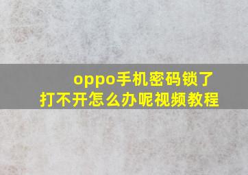 oppo手机密码锁了打不开怎么办呢视频教程