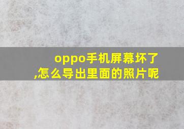 oppo手机屏幕坏了,怎么导出里面的照片呢