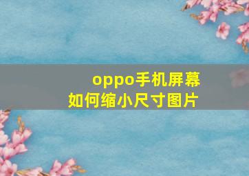 oppo手机屏幕如何缩小尺寸图片