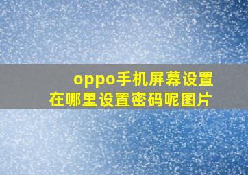 oppo手机屏幕设置在哪里设置密码呢图片