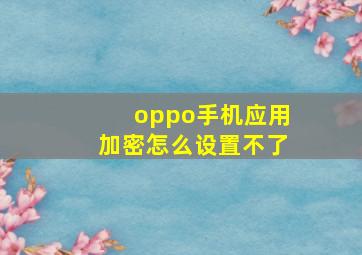 oppo手机应用加密怎么设置不了