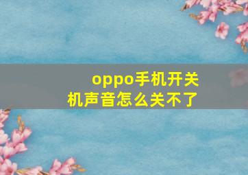 oppo手机开关机声音怎么关不了