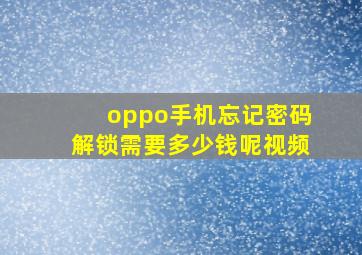 oppo手机忘记密码解锁需要多少钱呢视频