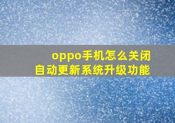 oppo手机怎么关闭自动更新系统升级功能