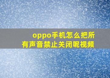 oppo手机怎么把所有声音禁止关闭呢视频