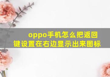 oppo手机怎么把返回键设置在右边显示出来图标