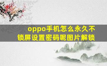 oppo手机怎么永久不锁屏设置密码呢图片解锁